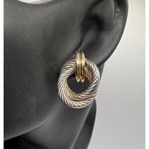 Mazza Bartholomew MB 14k Gold 925 Sterling Silver Cable Door Knocker Earrings